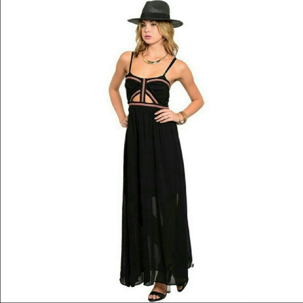 Black Maxi Dress w/ Cut Out Details