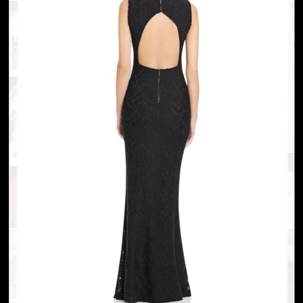 Alice + Olivia Sachi open back lace gown
