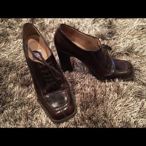 Brown lace up heel