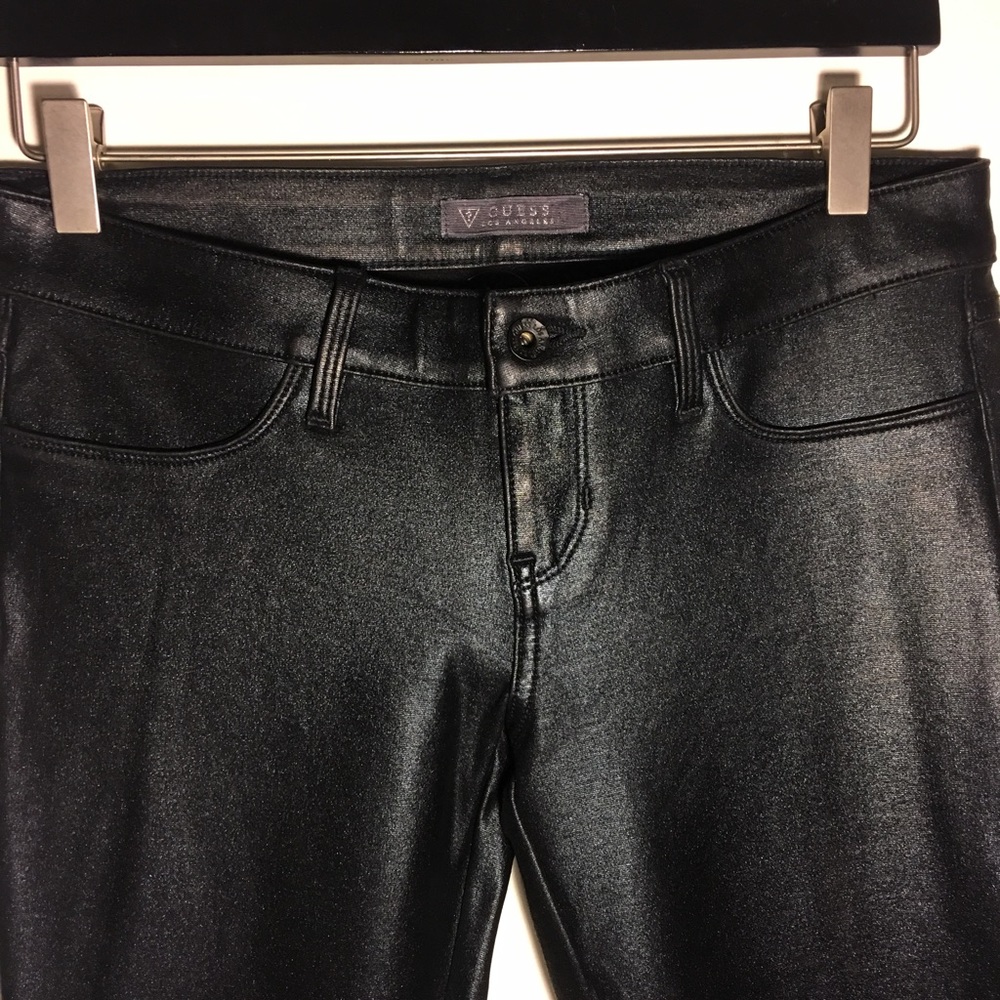 Guess Metallic Black Coated Stretch Jeans