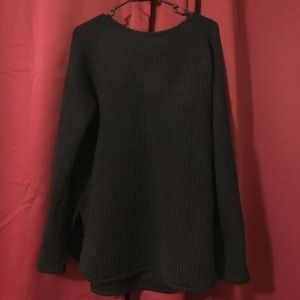 Black zipper slitted side sweater