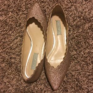 Betsey Johnson Rose Gold glittery ballet flats