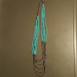 Boho Turquoise and Bronze Necklace