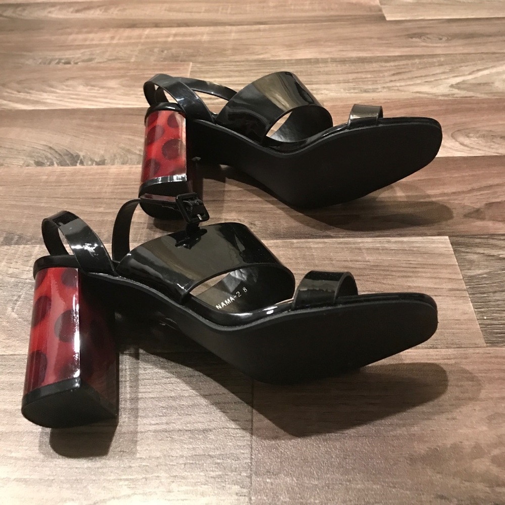 NWOT Patent Ankle Strap Sandal