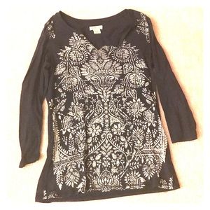 Lucky Brand 3/4 Sleeve Boho Shirt