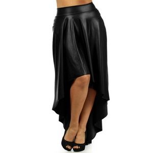 Hi Low Vegan Leather Skirt