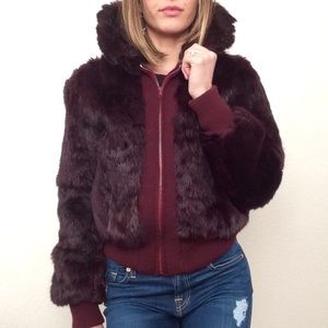Vintage Purple Rabbit Fur Coat