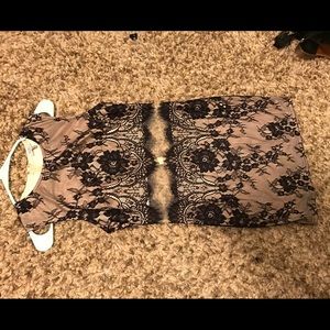 Black / Nude Lace Mini Semi Formal Dress