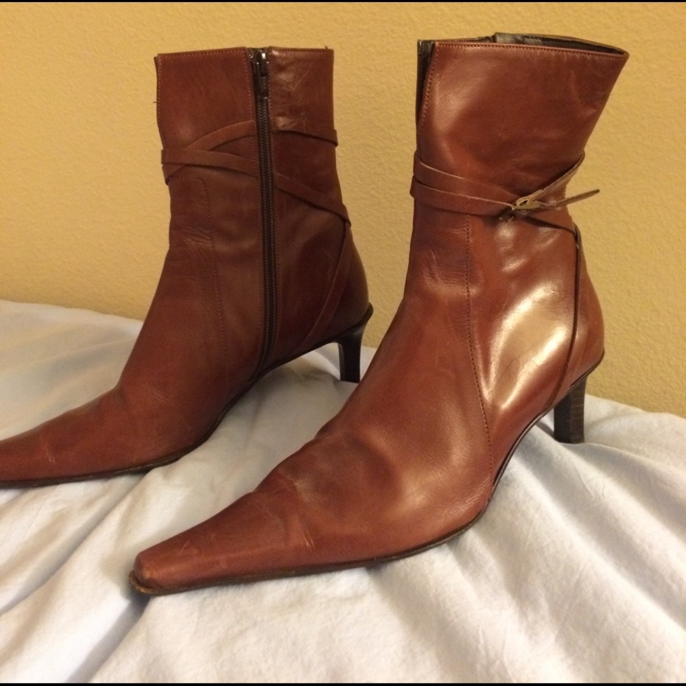Italian brown leather ankle boots