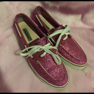 Pink sparkly Sperry Top Siders