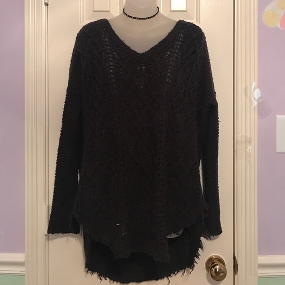 Free People Sweaters - Free People small black knit v neck sweater