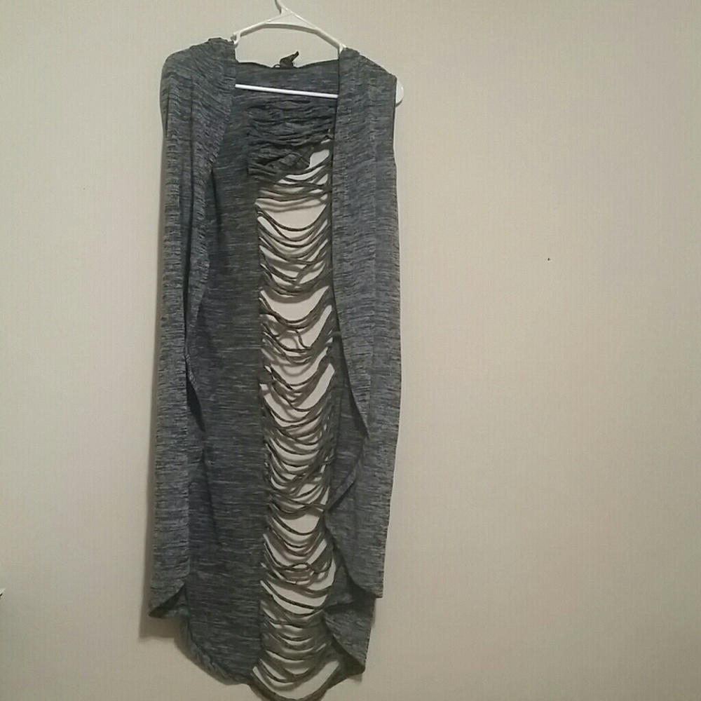 Shredded Hoody Cardigan