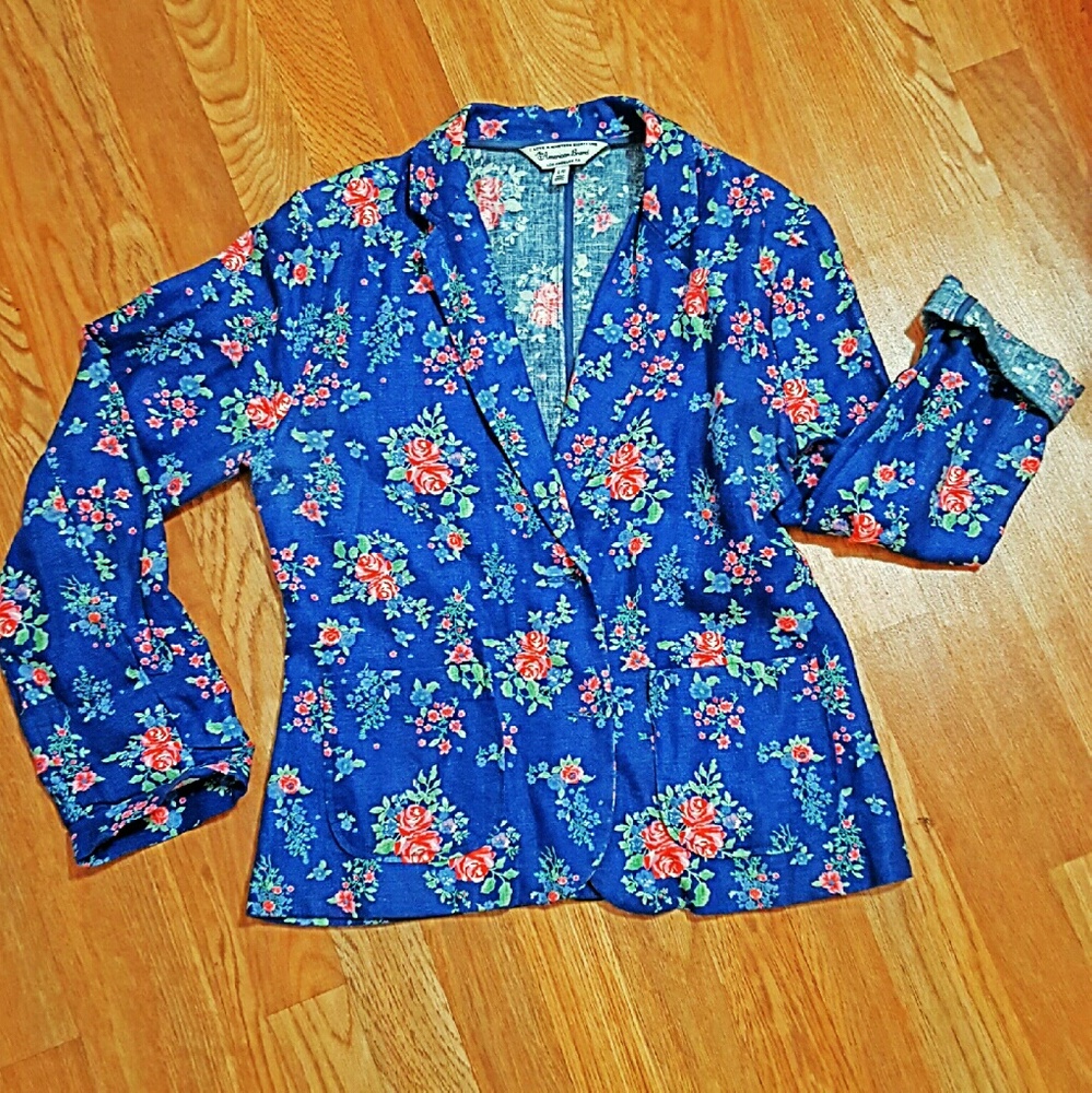 Denim Floral Blazer