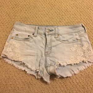 American Eagle Crochet Denim Shorts