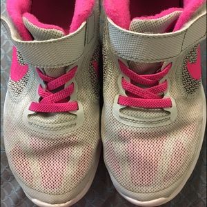 Nike youth size 12.5 white and pink tennis.