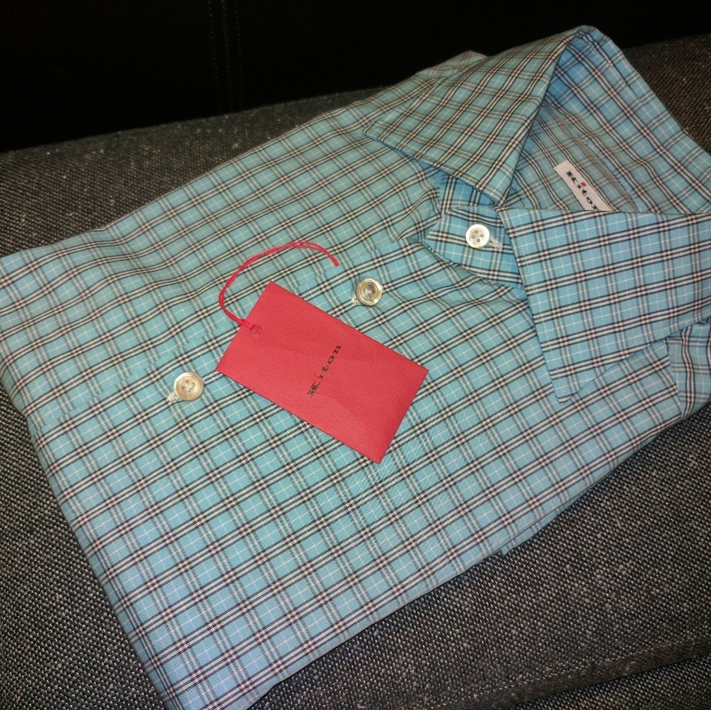 Kiton Mini Plaid Dress Shirt