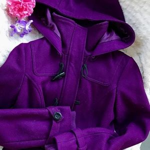 Purple coat.
