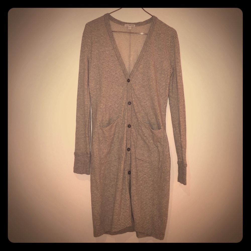 James Perse long Cotton / Nylon Grey Cardigan