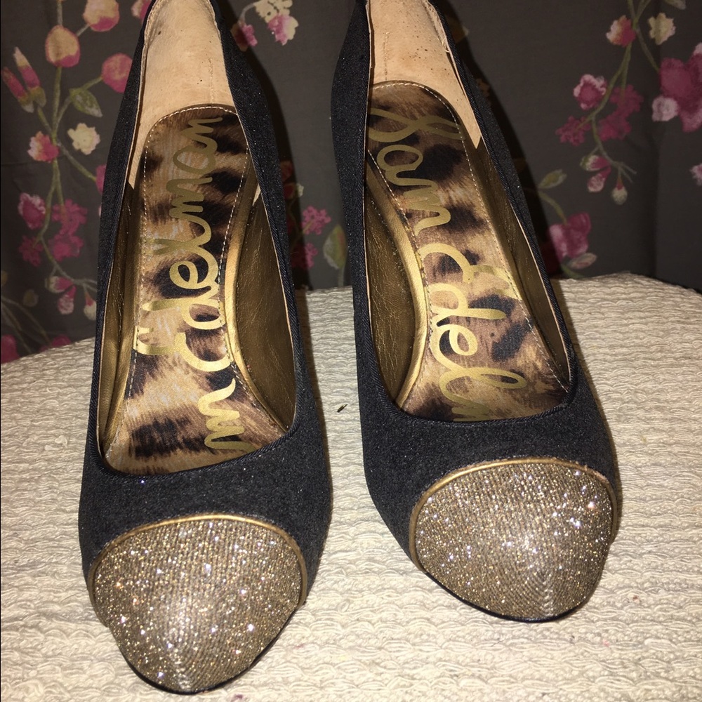 Sam Edelman Glitter Chunk Heel sz 6.5