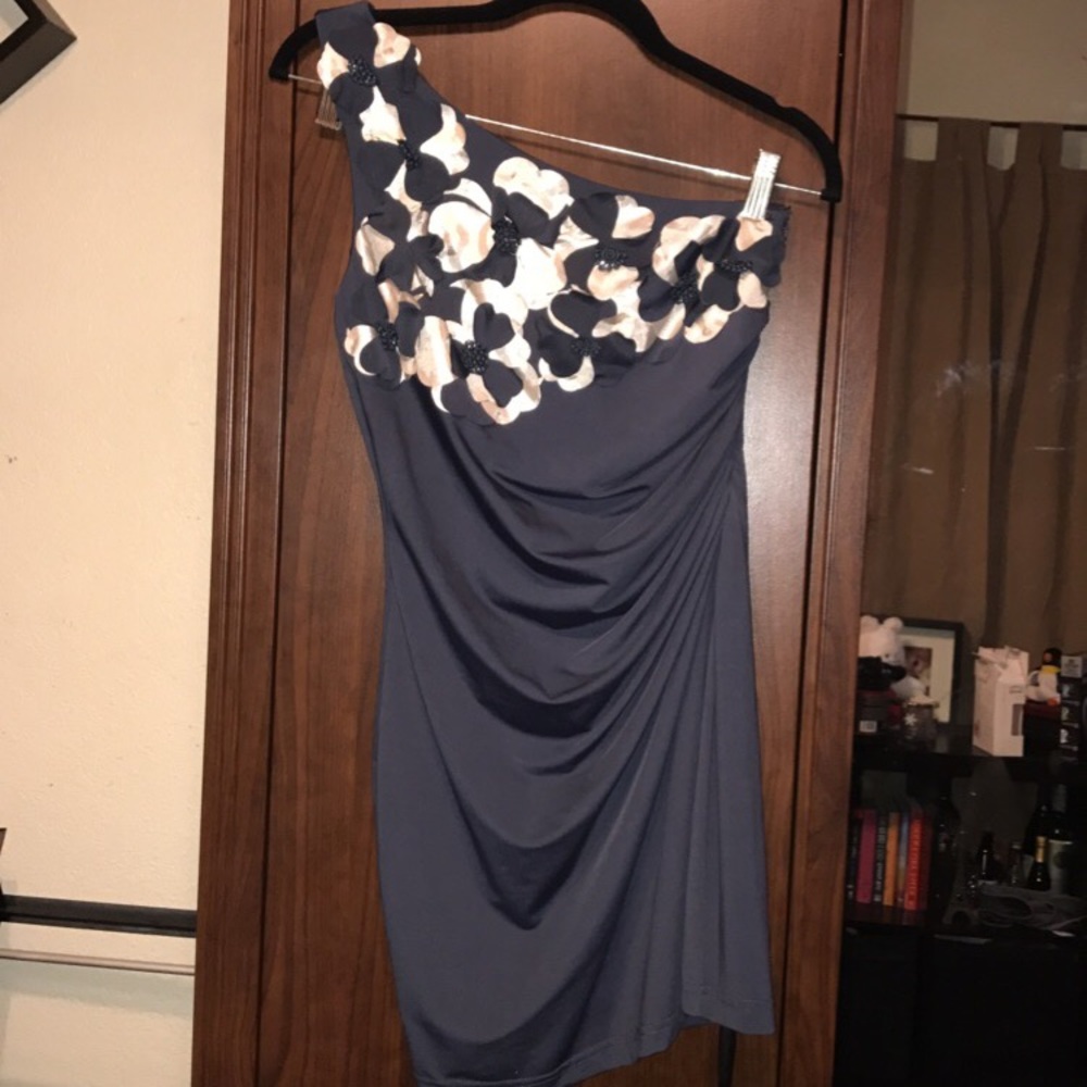 Floral blue fitted dress