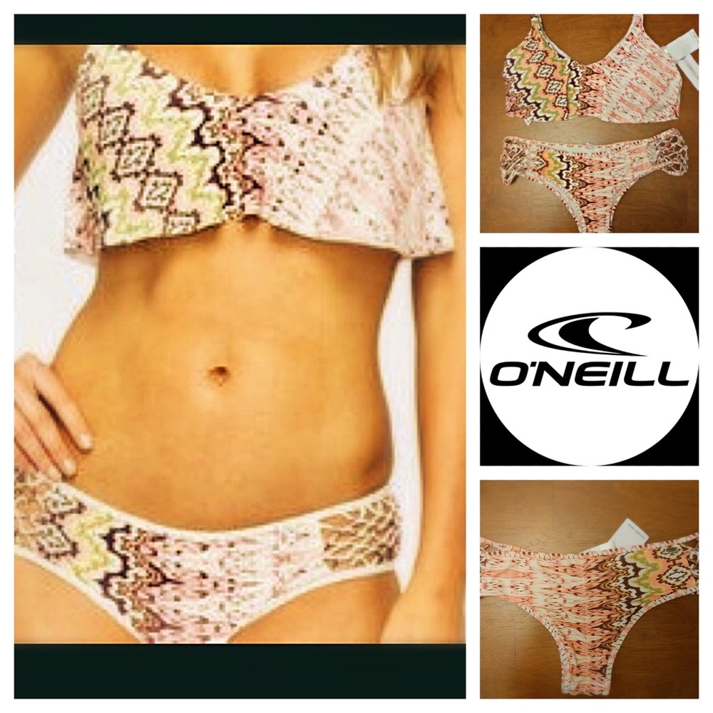 O'Neill Bahia Ruffle Crop Bikini w/Open Weave