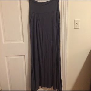 Grey Foldover Maxi Skirt