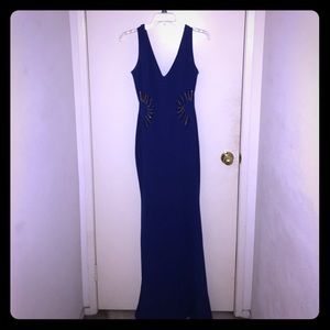 Blue long fitted dress, only worn once!