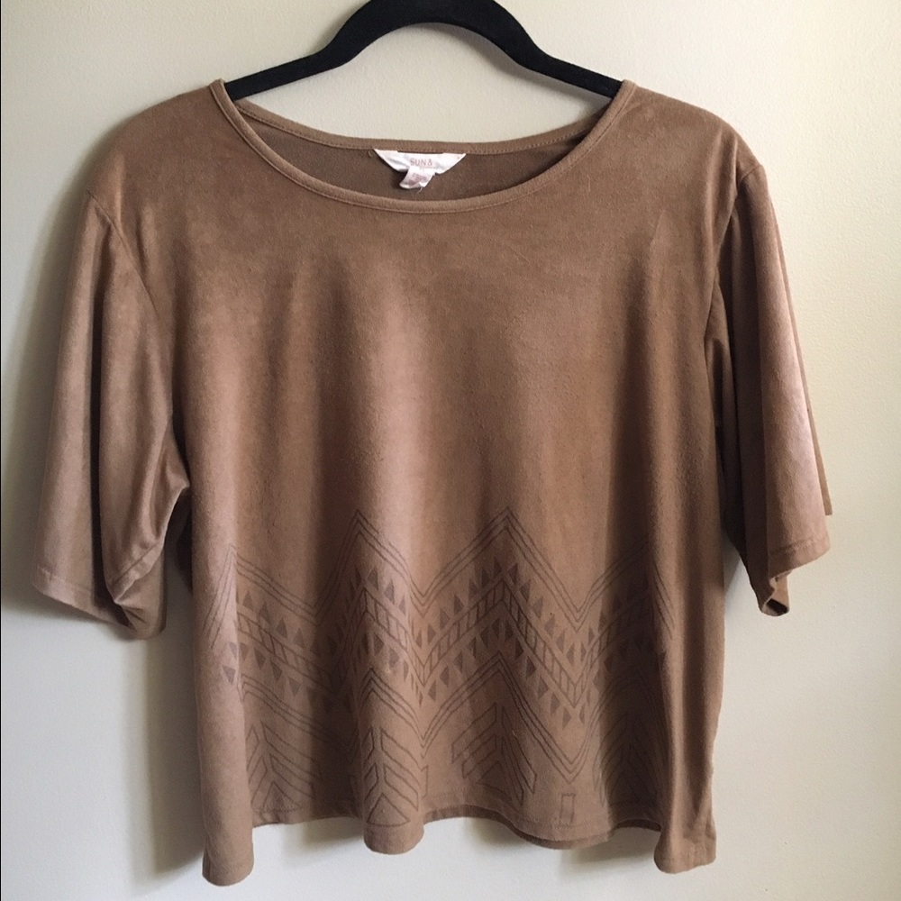 Brown/ Tan Suede short sleeve cloud