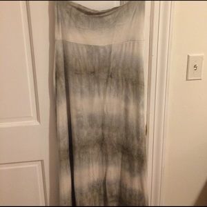 Green and White Tie-Dye foldover maxi skirt