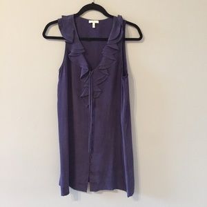 Joie Deep Blue Silk Dress with Ruffles
