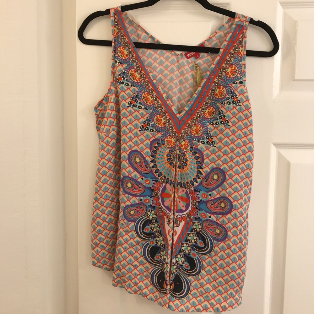 Rhinestone embellished, Printed top. Brand new!