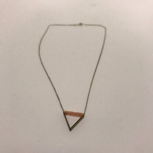 Adorable triangle necklace with peach string wrap