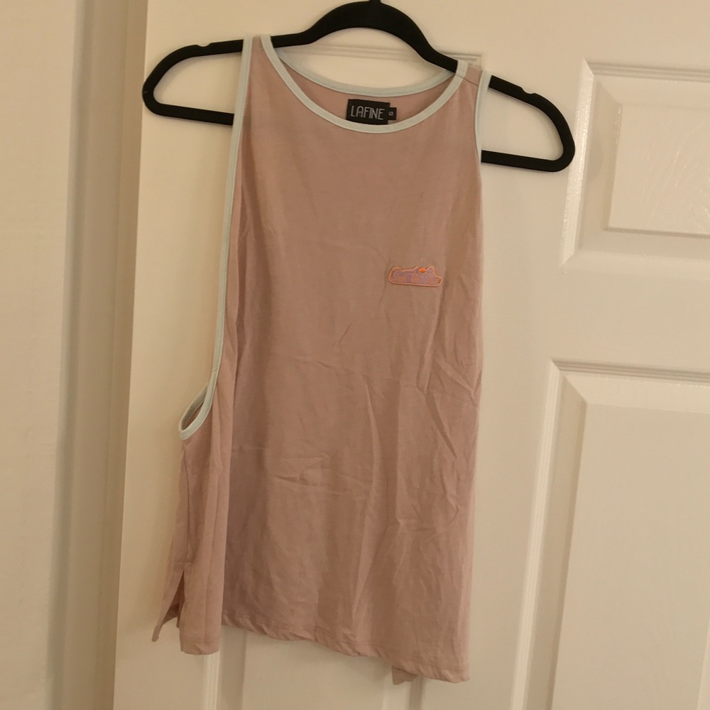 Dust pink, open armed tank size small. Brand new!