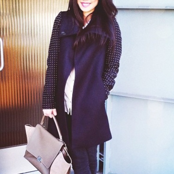 zara studded sleeve coat