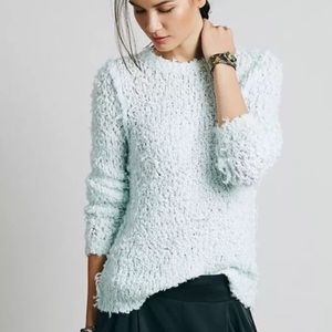 Free People Baby Blue Mint Green Polar Sweater XS