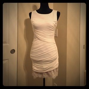 BCBG "Renay" White Ruched Dress