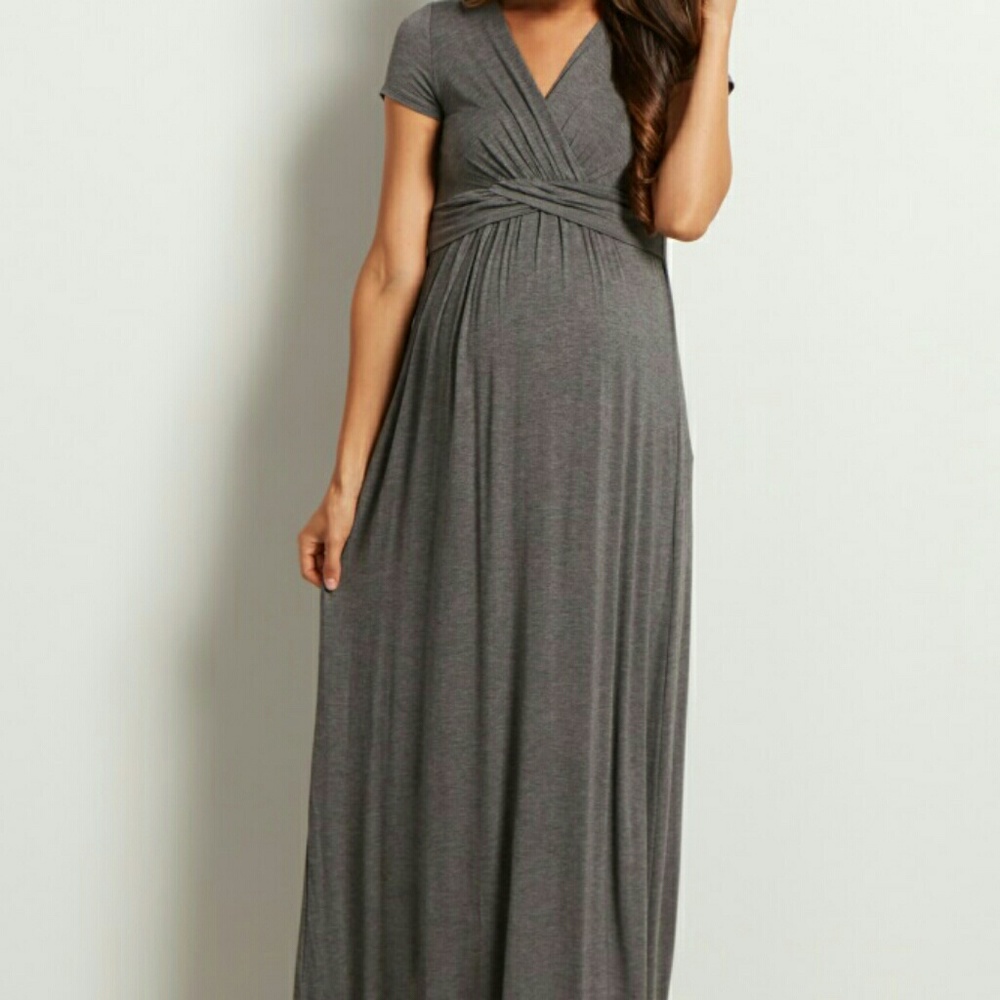 NWT pinkblush maternity charcoal maxi dress