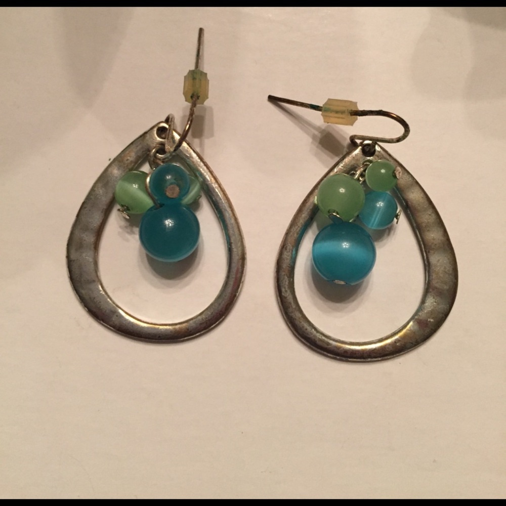 Beaded Necklace & Earrings set-blue & green - Picture 4 of 4