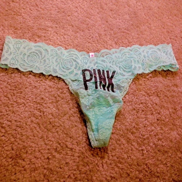 Aqua Colored PINK Allover Floral Lace Thong - Picture 1 of 2
