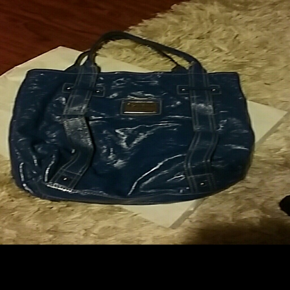 Women's blue guess brand tote