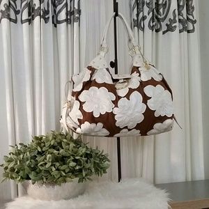 Big Buddha Brown and White Flower Handbag
