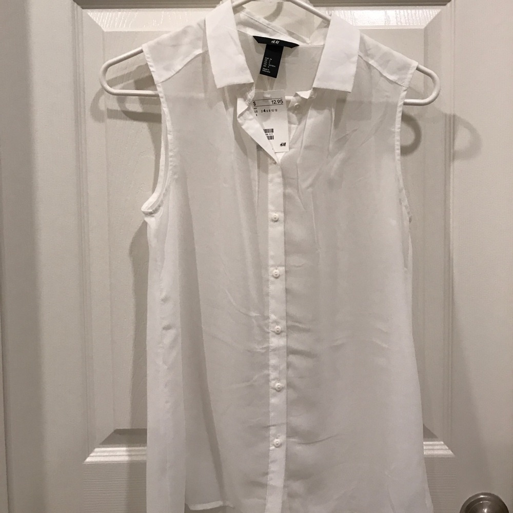 H&M sheer white button up tank (SZ: 4/S)