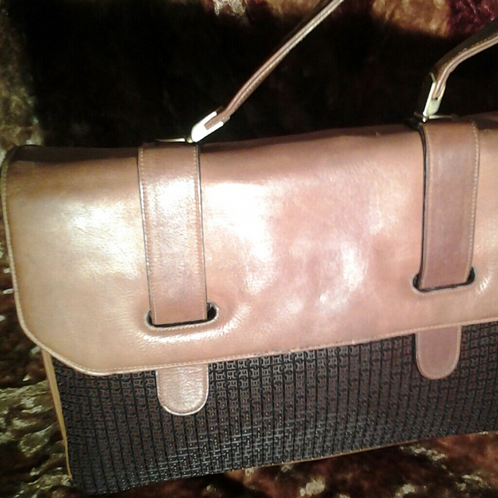 Vintage Leather trim Handbag