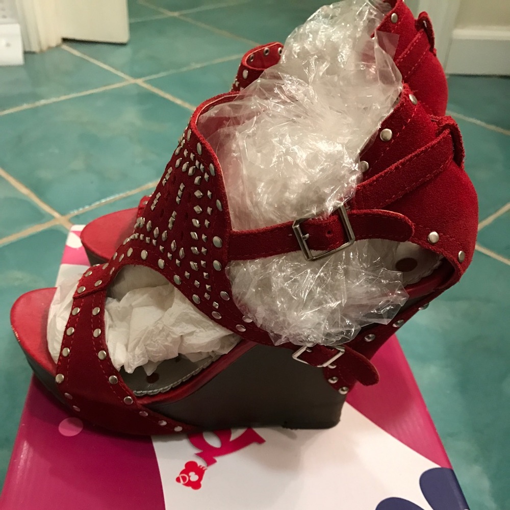 Red Suede Studded Sandal