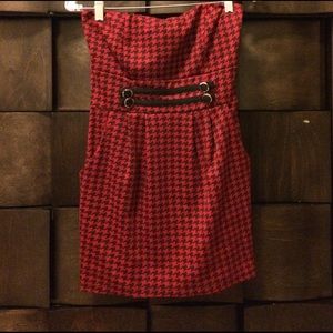 Red houndstooth dress