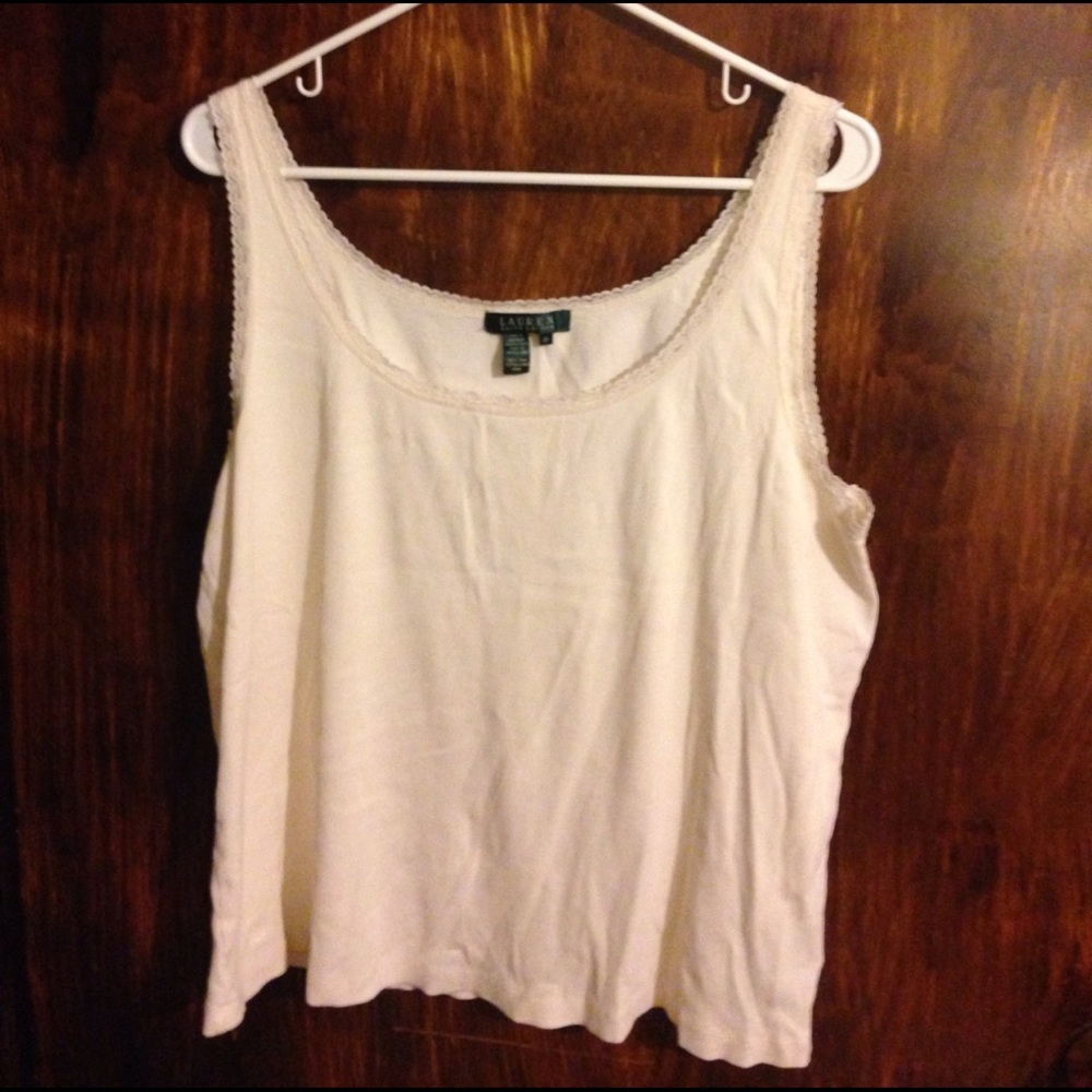 White tank top with lace trim