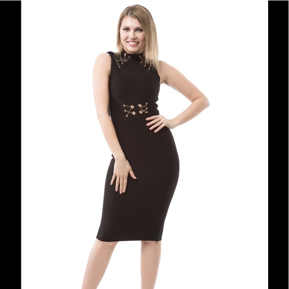 Mock Neck Sleeveless Bandage Dress #825 - Picture 4 of 8