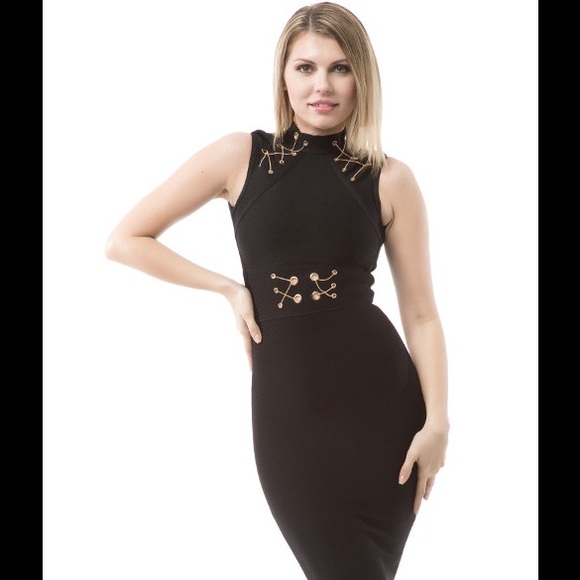 Mock Neck Sleeveless Bandage Dress #825 - Picture 7 of 8