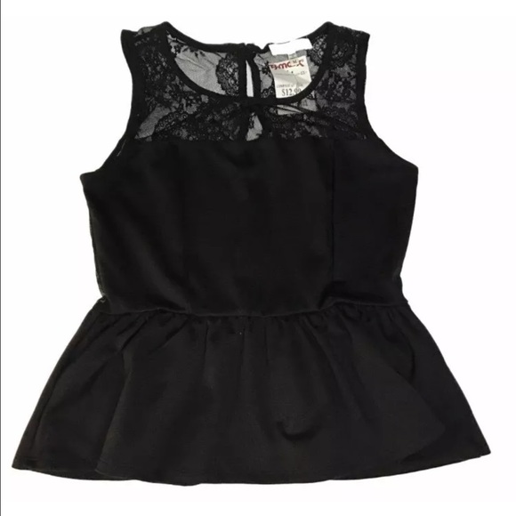 Monteau Tops - Monteau Los Angeles Peplum Lace Black Top Size M