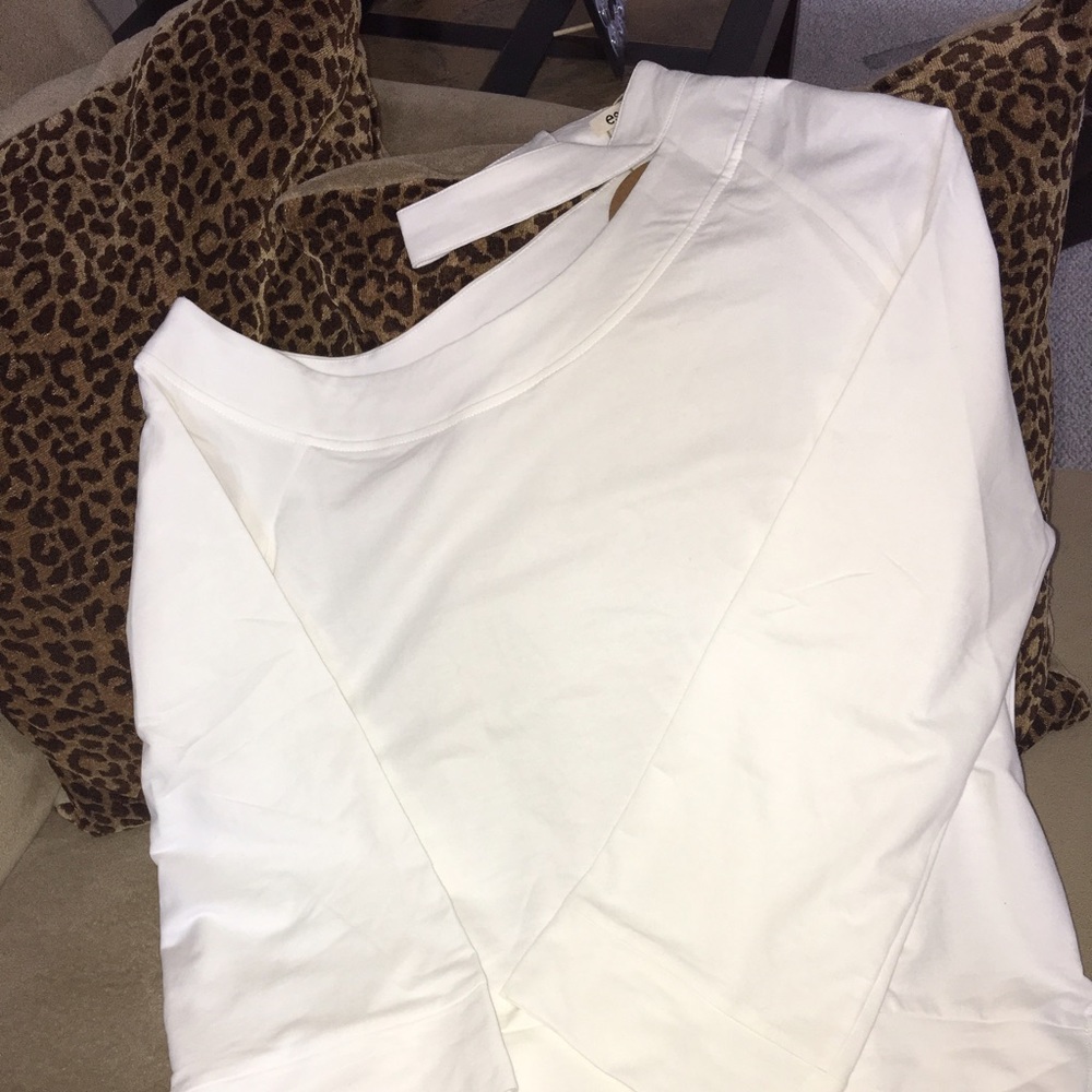 One Shoulder Sweatshirt --WHITE - Picture 5 of 5